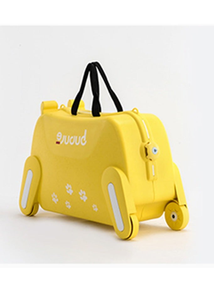 Children's trolley case, suitcase, can be ridden, can sit, cute luggage bag, children's puppy suitcase, yellow