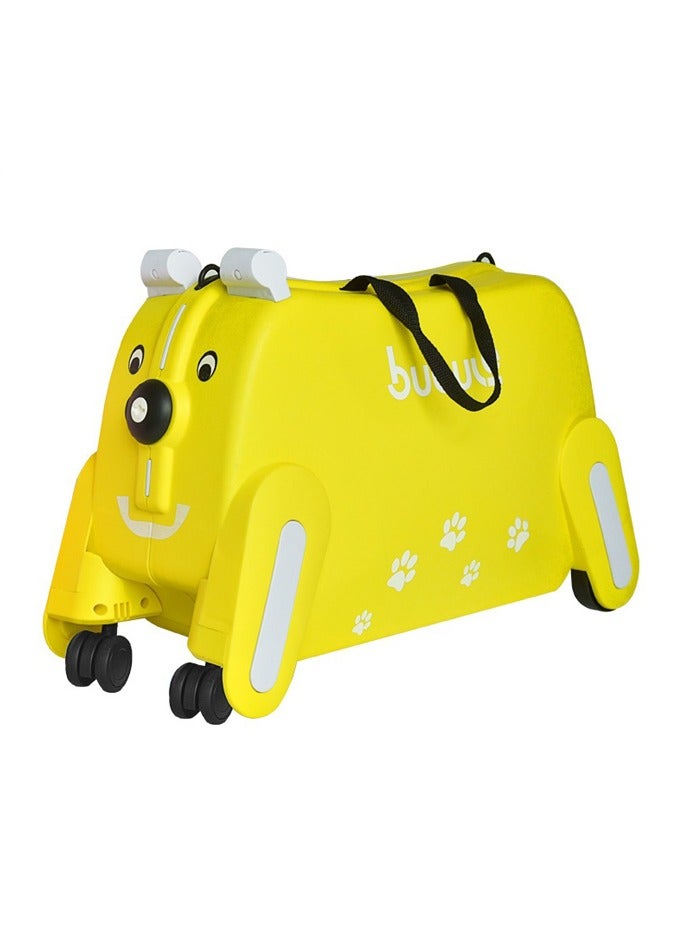 Children's trolley case, suitcase, can be ridden, can sit, cute luggage bag, children's puppy suitcase, yellow