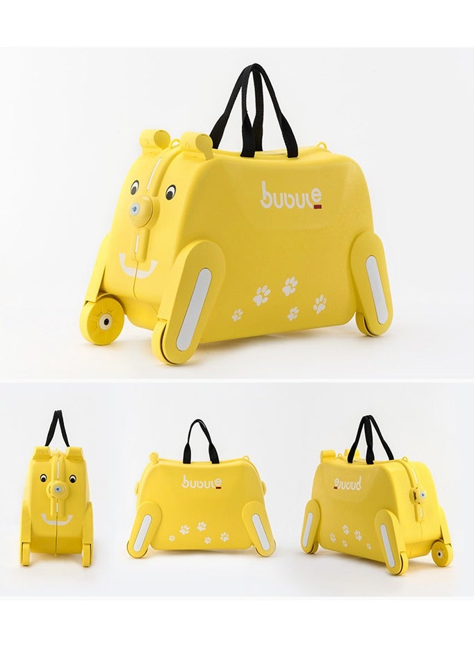 Children's trolley case, suitcase, can be ridden, can sit, cute luggage bag, children's puppy suitcase, yellow