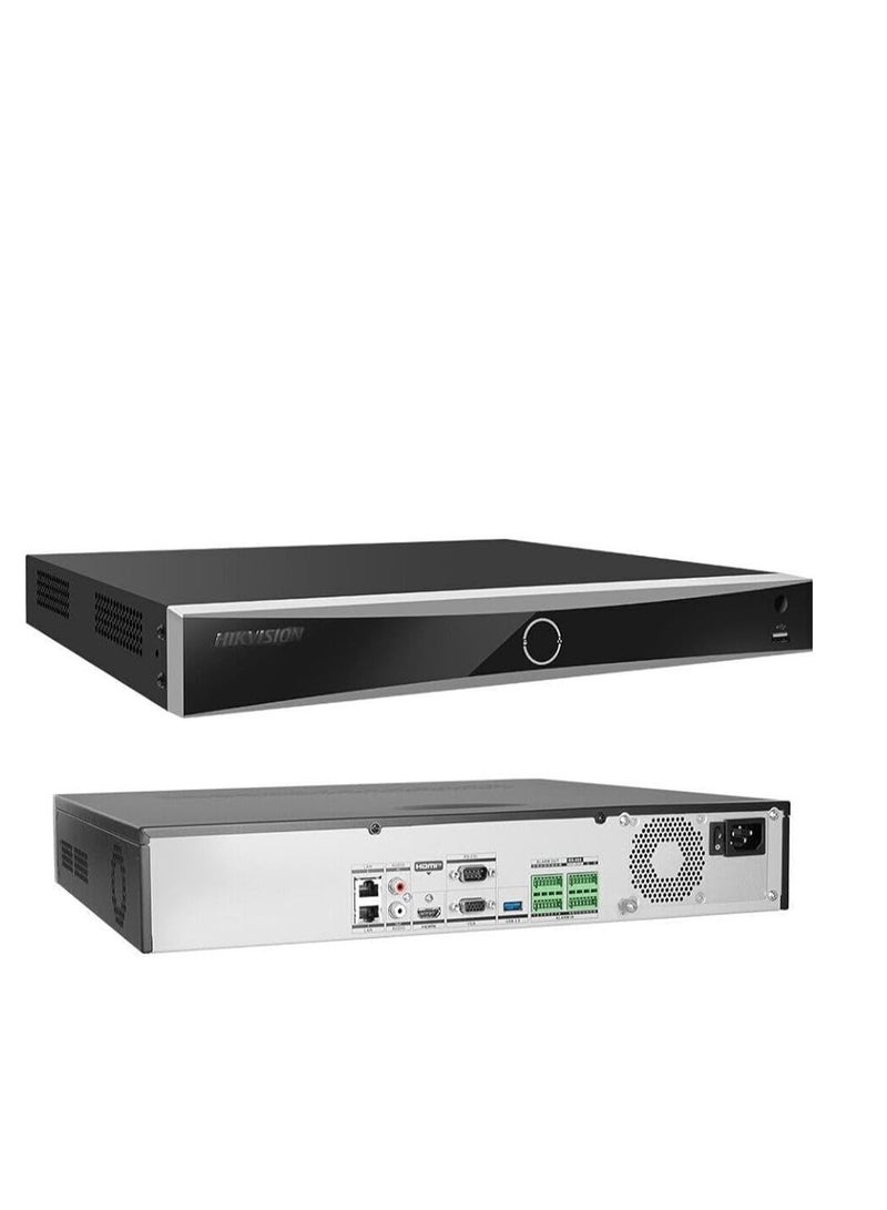 32-ch 1.5U AcuSense 4K NON-POE NVR, 32-Channel IP Input & 1080p Decoding Capability, H.265+, 256 Mbps Bandwidth, HDMI1/VGA, 1 eSATA , RJ-45 Ethernet, Black | DS-7732NXI-K4 (NO HDD)