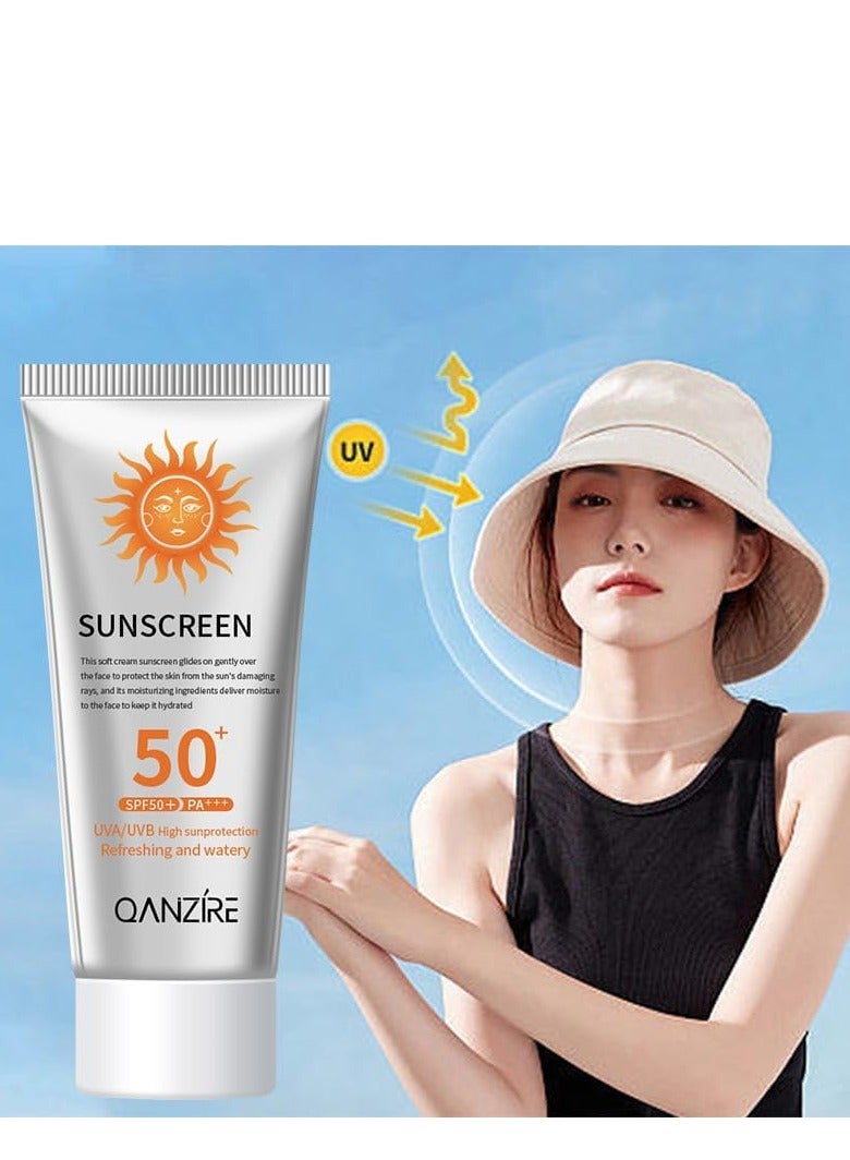 50+ Sun Cream Sunscreen Moisturizing Sunblock Uv Radiation Protection Lotion For Skin Care Of Face and Body, Non Greasy Quick Absorption-Protection from Damage 50g