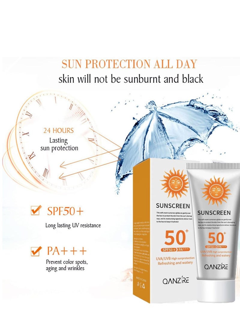 50+ Sun Cream Sunscreen Moisturizing Sunblock Uv Radiation Protection Lotion For Skin Care Of Face and Body, Non Greasy Quick Absorption-Protection from Damage 50g