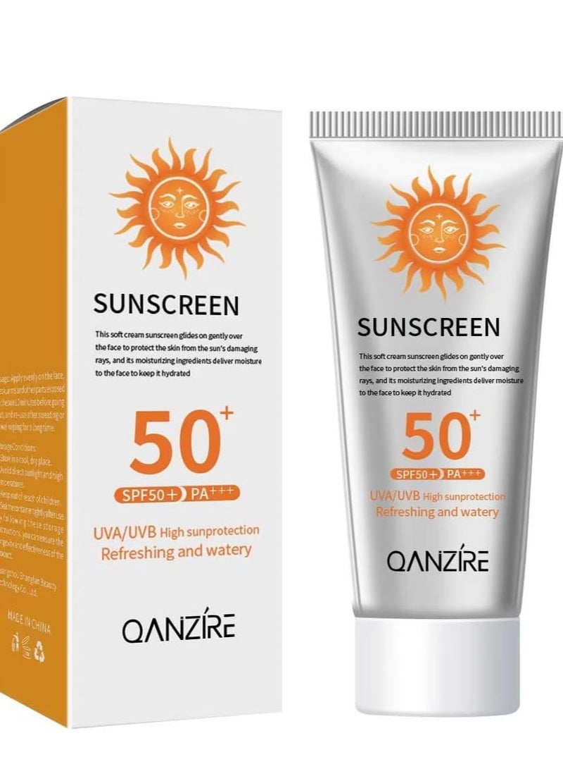 50+ Sun Cream Sunscreen Moisturizing Sunblock Uv Radiation Protection Lotion For Skin Care Of Face and Body, Non Greasy Quick Absorption-Protection from Damage 50g