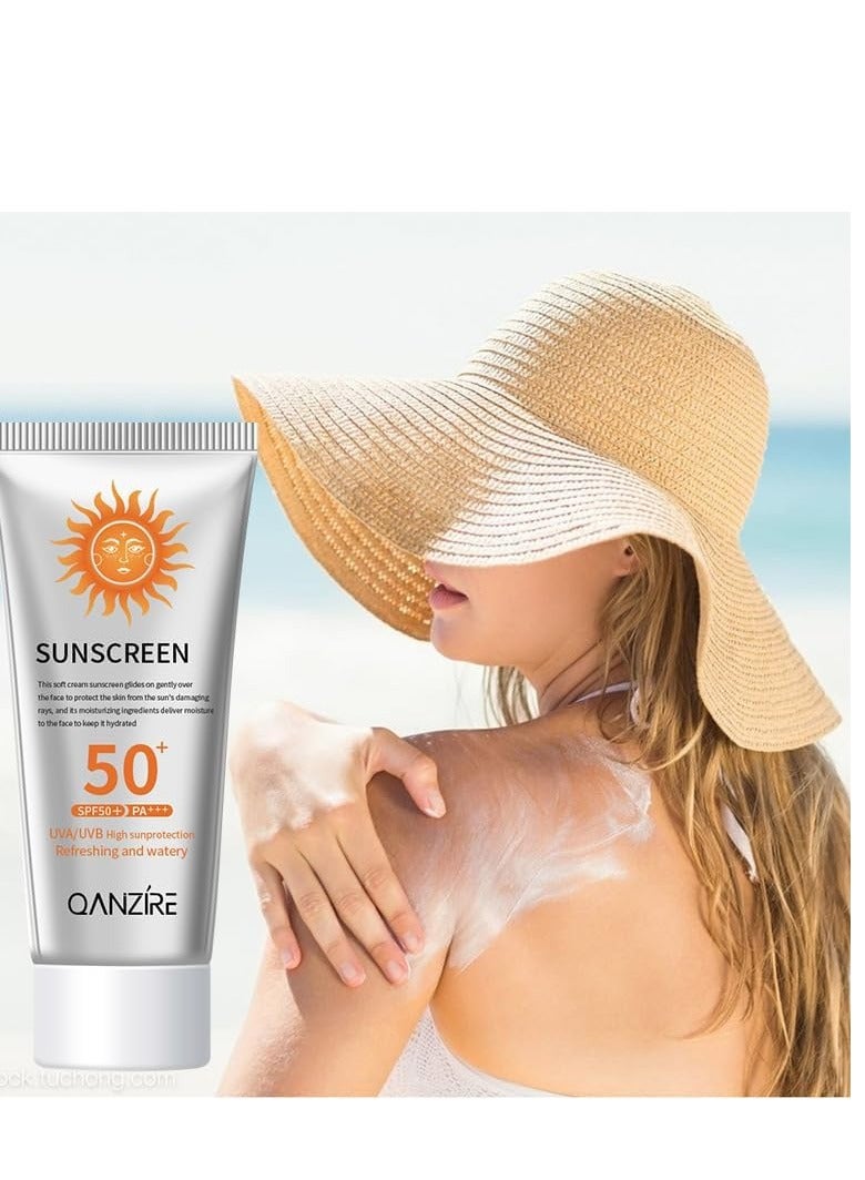 50+ Sun Cream Sunscreen Moisturizing Sunblock Uv Radiation Protection Lotion For Skin Care Of Face and Body, Non Greasy Quick Absorption-Protection from Damage 50g