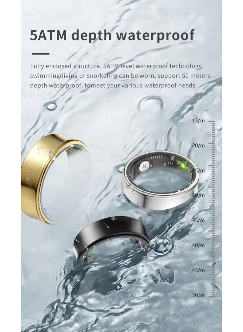 Smart Health Ring for Heart Rate Blood Oxygen Sleep Monitoring all Weather Motion Calculation 24-hour Health Monitoring Protect Your Health Bright Silver No.17