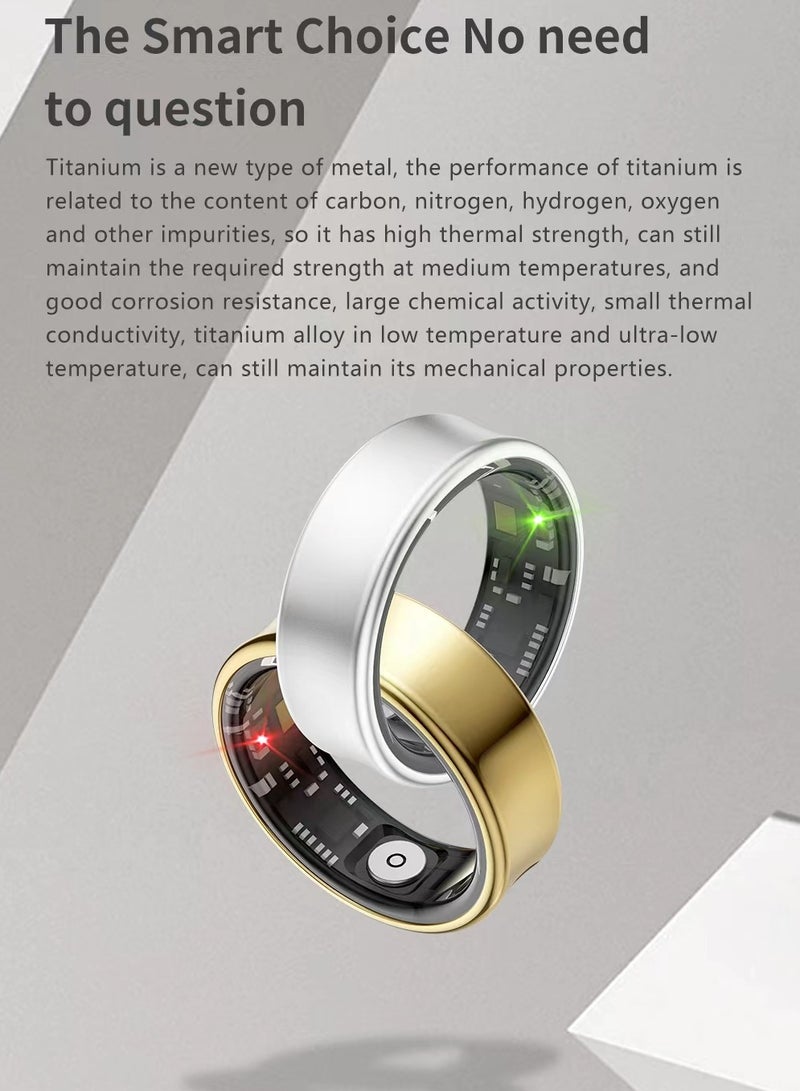 Smart Health Ring for Heart Rate Blood Oxygen Sleep Monitoring all Weather Motion Calculation 24-hour Health Monitoring Protect Your Health Bright Silver No.17