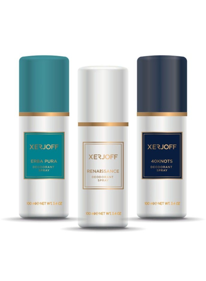 Xerjoff Deodorant Spray Set 3*100ml (40 Knots, Renaissance and Erba Pura)