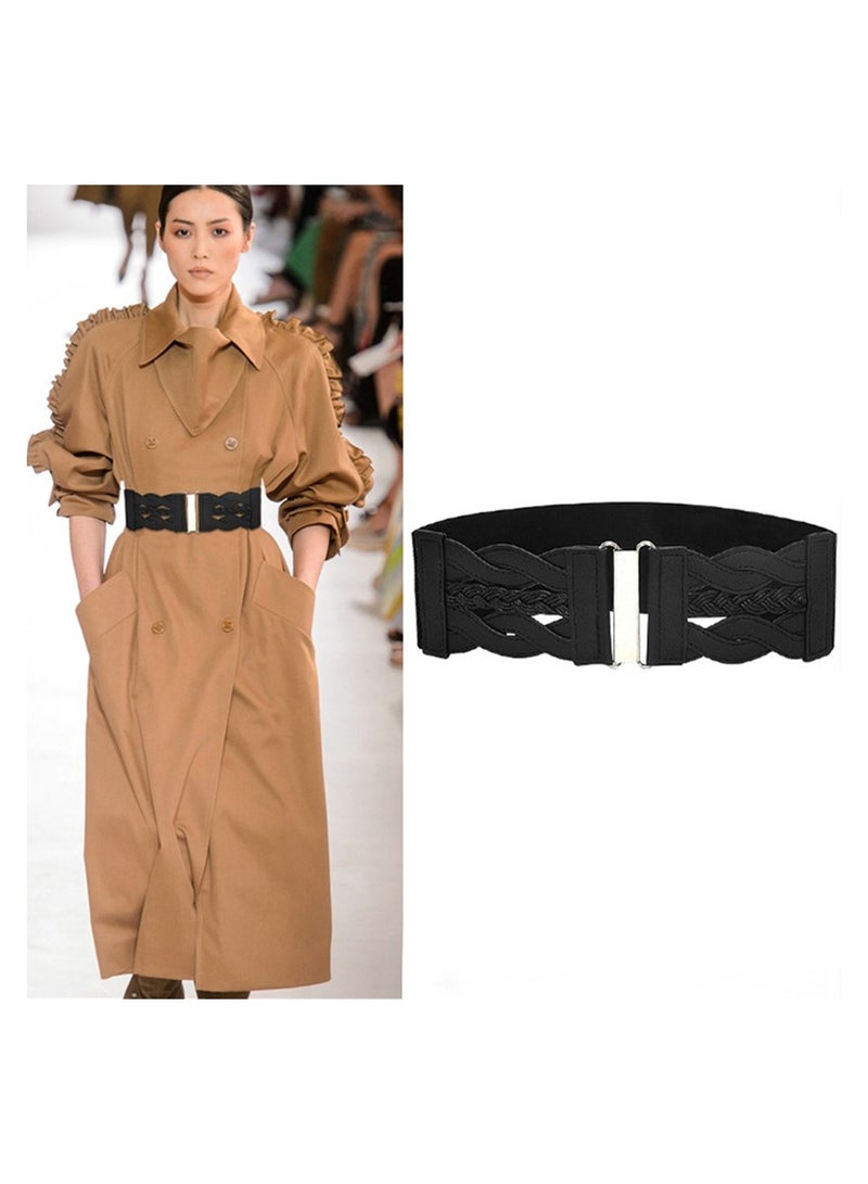 Retro Wide Elastic Waist Belt Set for Women 2 Pieces Stretchy Cinch Design for Comfort Fit