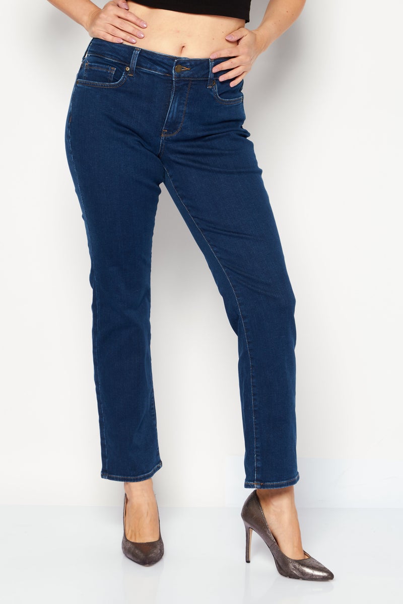Women Petite Fit Solid Stretchable Denim Jeans, Wash Navy