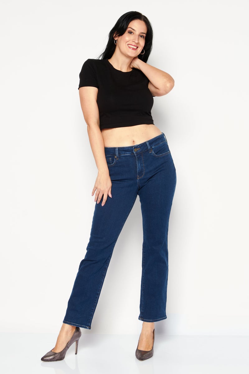 Women Petite Fit Solid Stretchable Denim Jeans, Wash Navy