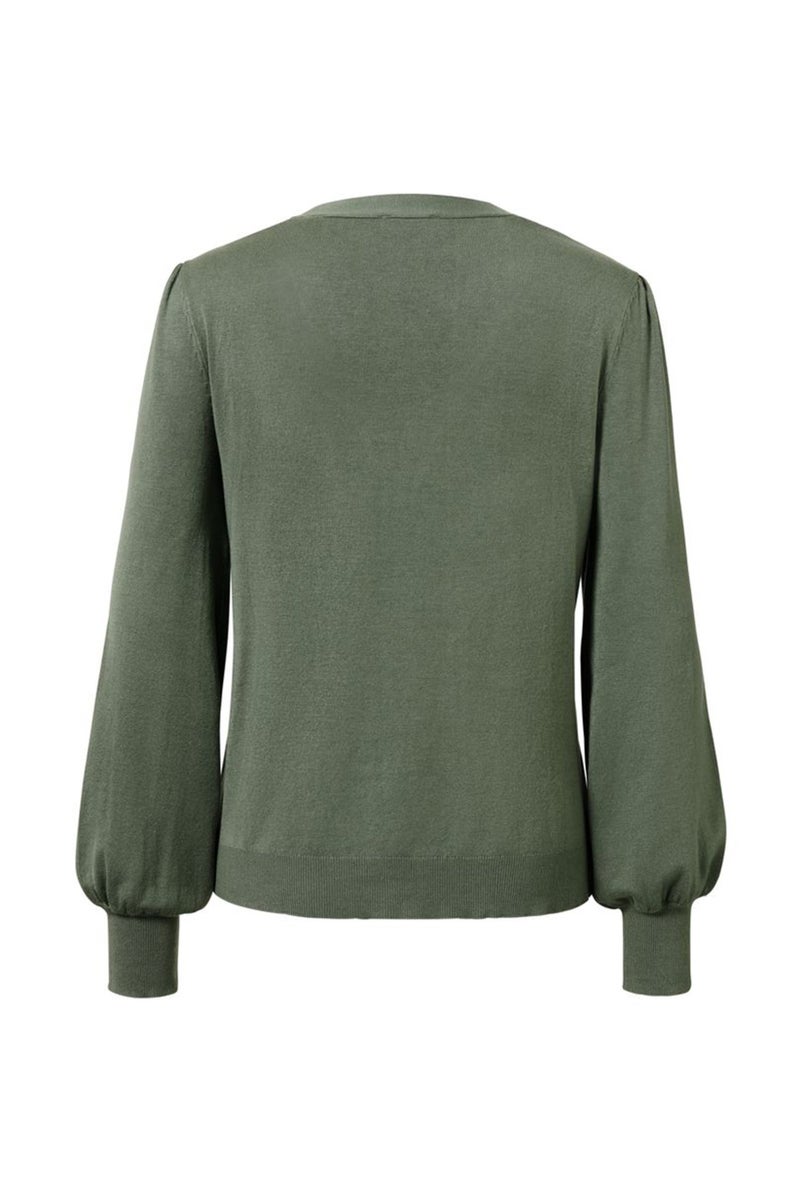 Women V-Neck Knitted Cardigan, Olive