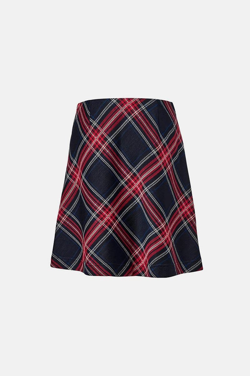 Women Pull On Plaid Mini Skirts, Red Combo