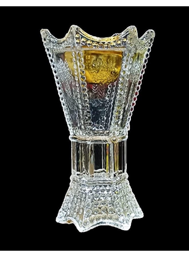 Alsaqer Luxury Crystal Arabic Incense Burner Bakhoor Burner Madkhan Metal With Glass Holder Multicolours