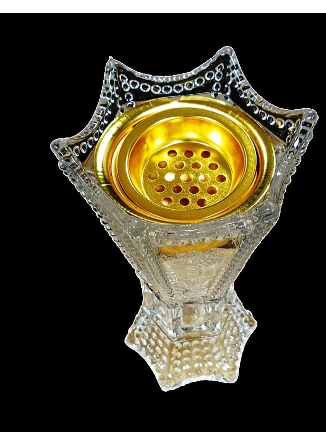 Alsaqer Luxury Crystal Arabic Incense Burner Bakhoor Burner Madkhan Metal With Glass Holder Multicolours