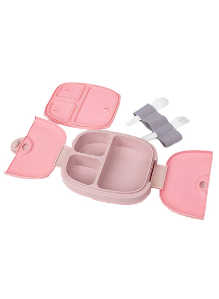 Kids Bento Lunch Box with Cutlery, Pink