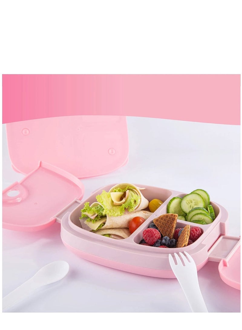 Kids Bento Lunch Box with Cutlery, Pink