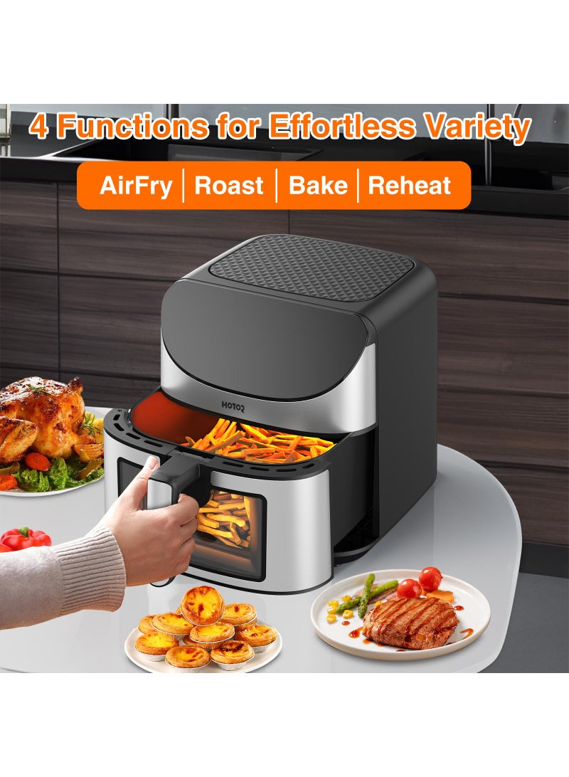 8L Air Fryer Household Multi-Functional Large Capacity Visual Air Fryer Smart Touch Color-Silver/Black