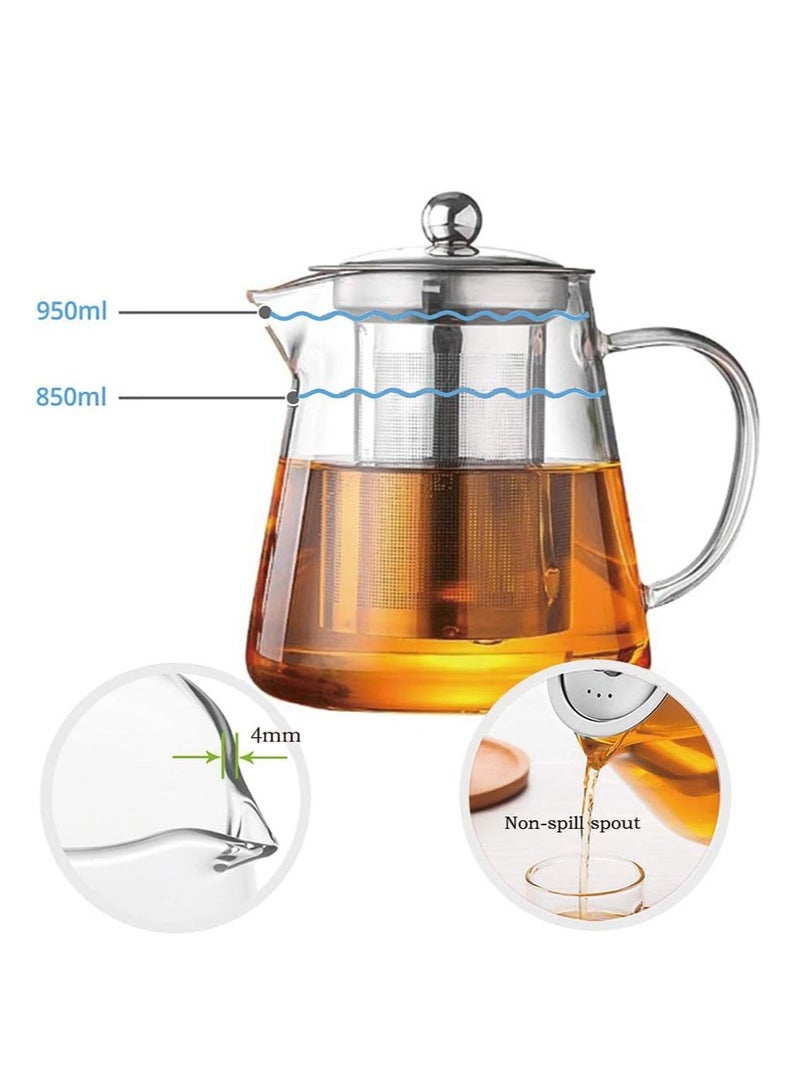 Borosilicate Glass Teapot With Stainless Steel Strainer And Lid 750 ML