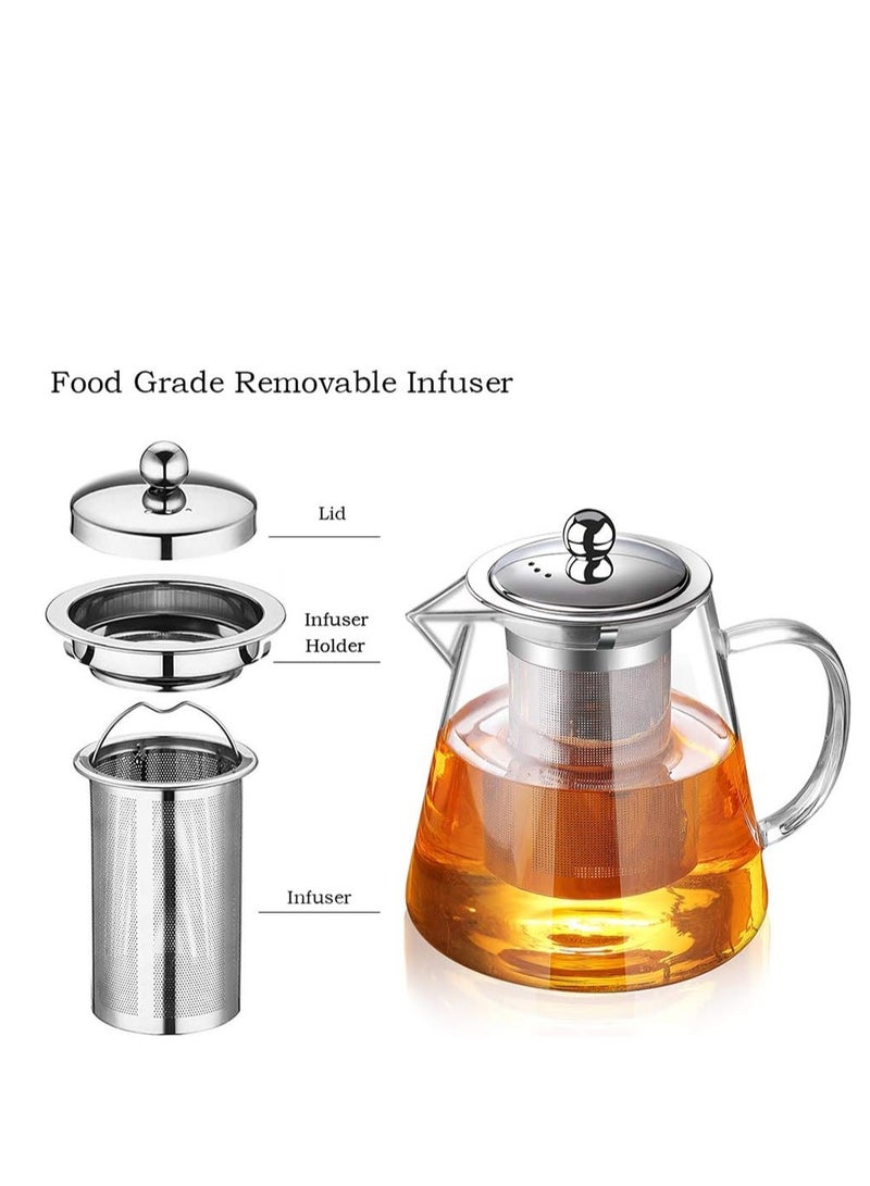 Borosilicate Glass Teapot With Stainless Steel Strainer And Lid 750 ML