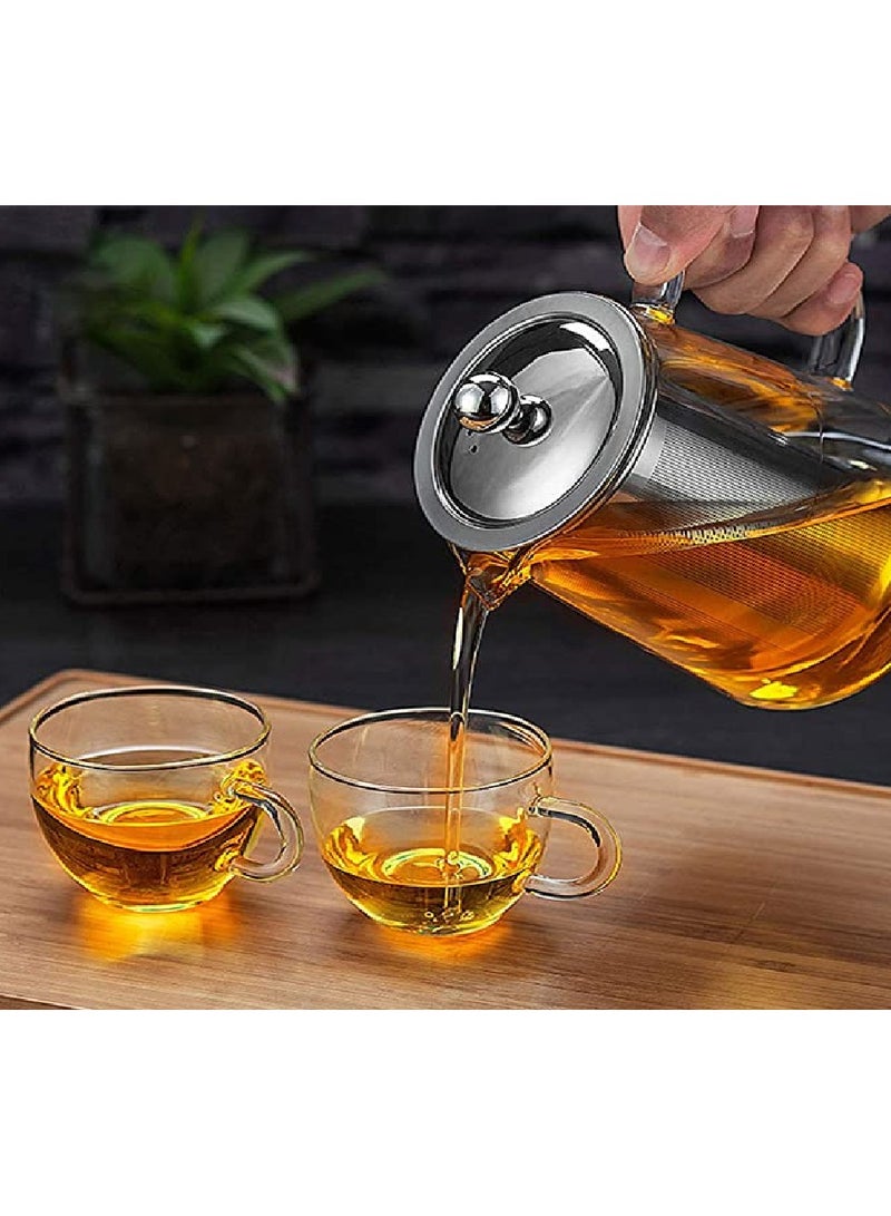 Borosilicate Glass Teapot With Stainless Steel Strainer And Lid 750 ML