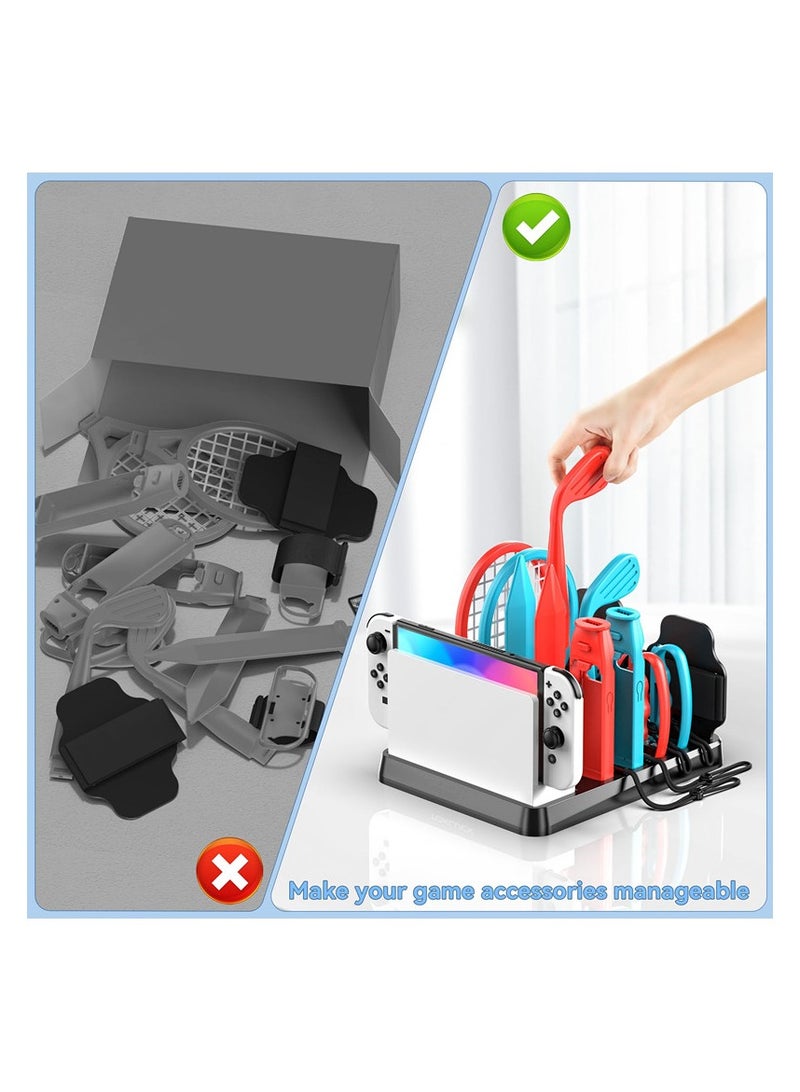 Switch Sports Accessories Bundle with Organizer Station Compatible with Nintendo Switch/ OLED Console, Joy-con, Storage and Organizer for Switch Sports Games, Family Sports Games Pack Accessories Kit