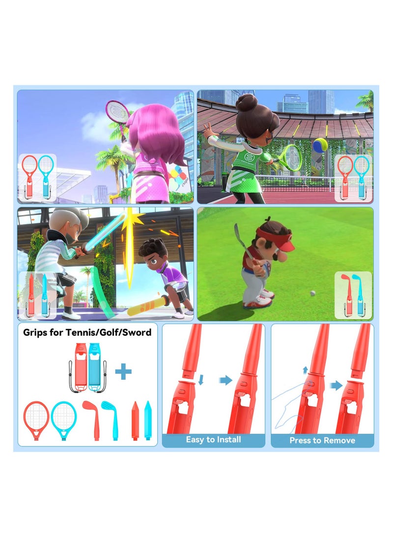 Switch Sports Accessories Bundle with Organizer Station Compatible with Nintendo Switch/ OLED Console, Joy-con, Storage and Organizer for Switch Sports Games, Family Sports Games Pack Accessories Kit