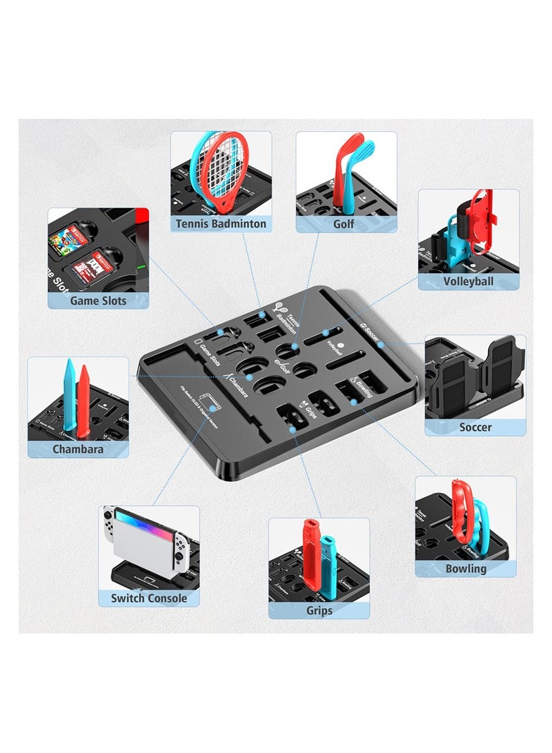 Switch Sports Accessories Bundle with Organizer Station Compatible with Nintendo Switch/ OLED Console, Joy-con, Storage and Organizer for Switch Sports Games, Family Sports Games Pack Accessories Kit