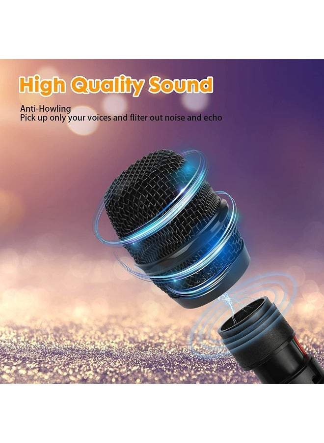 Dual Handheld Karaoke Mic Set with Rechargeable Receiver – Cordless System for PA, Speaker, Amplifier, Family Parties, Singing, Meetings – 160 ft Range