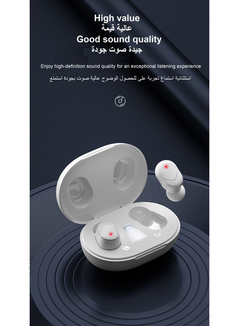 Stereo Earbuds Bluetooth Wireless Headphones HiFi Sound Headset Battery Digital Display