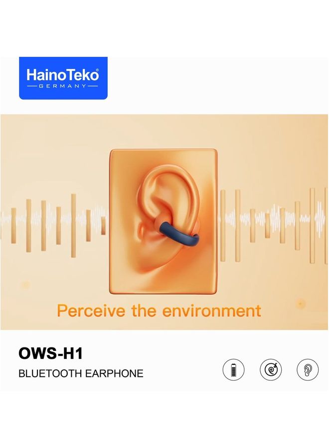 Haino Teko Germany OWS H1 True Wireless Earphone With High Bass Sound Quality and Super Clear Mic Compatible With Android Mobiles Blue