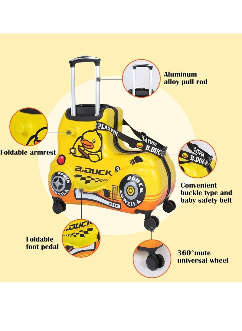 Children's Ride-On Suitcase,Travel Rolling Kid's Luggage with Wheels Carry Trolley Luggage