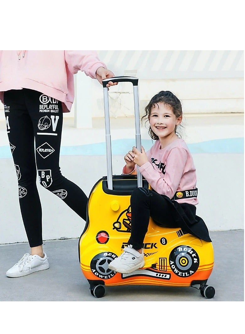 Children's Ride-On Suitcase,Travel Rolling Kid's Luggage with Wheels Carry Trolley Luggage