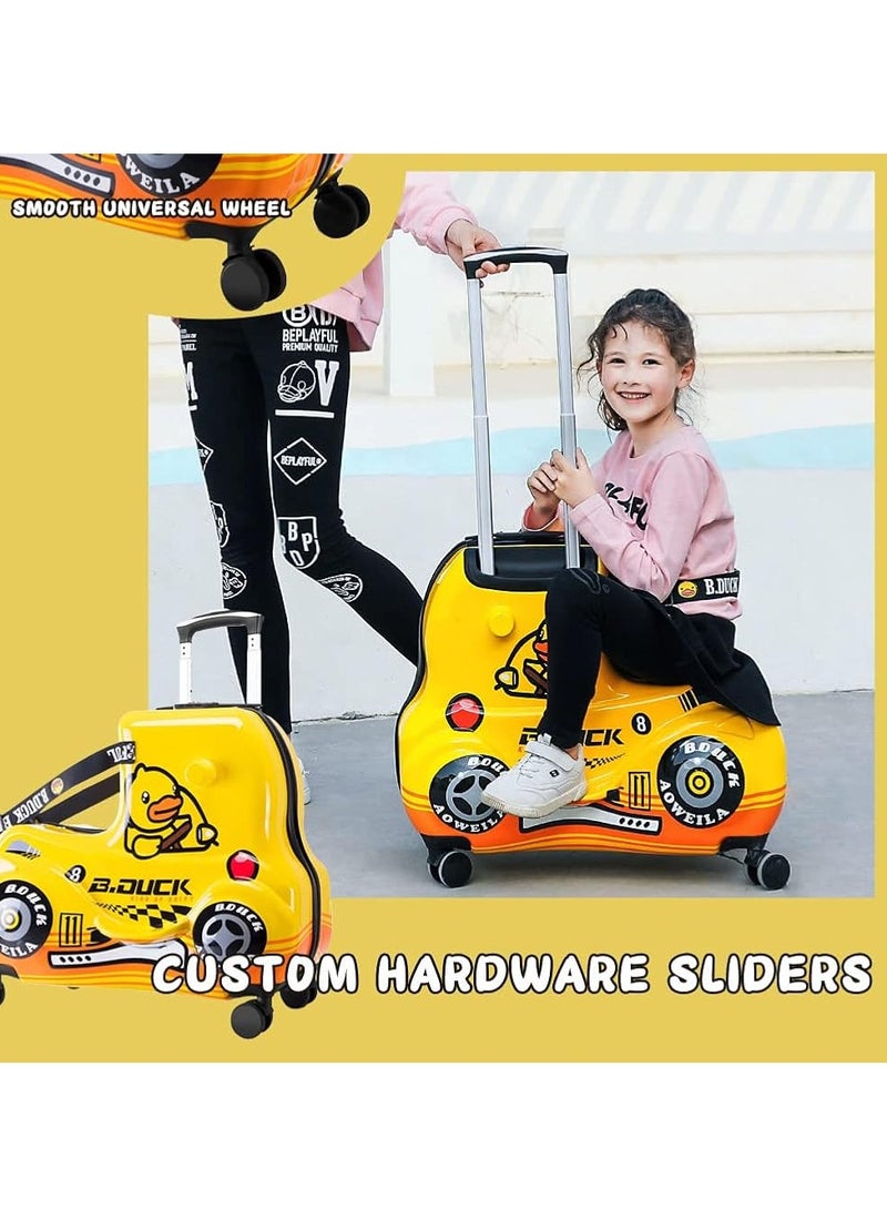 Children's Ride-On Suitcase,Travel Rolling Kid's Luggage with Wheels Carry Trolley Luggage