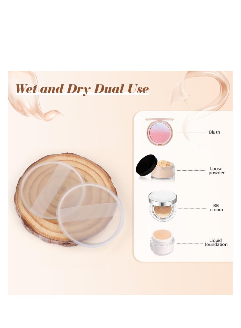 Clear Round Silicone Powder Puffs Washable Makeup Puff with Silk Handle Dry & Wet Dual Use Cosmetic Applicator for Liquid Foundation Cream Concealer Blush Cosmetic Beauty Tools Blender (8pcs)