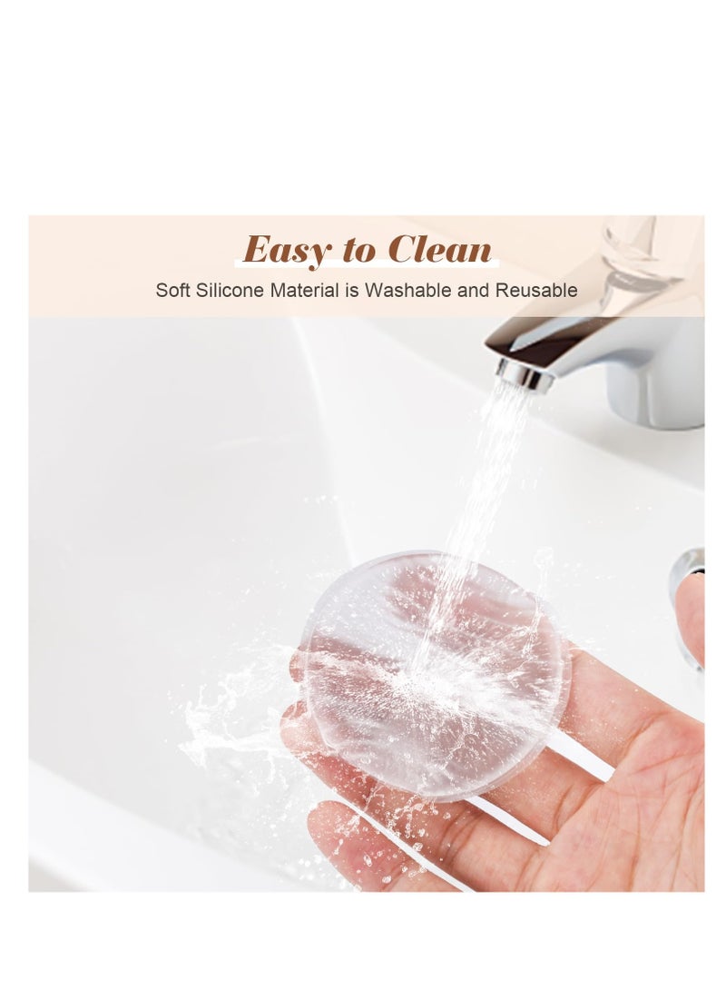 Clear Round Silicone Powder Puffs Washable Makeup Puff with Silk Handle Dry & Wet Dual Use Cosmetic Applicator for Liquid Foundation Cream Concealer Blush Cosmetic Beauty Tools Blender (8pcs)