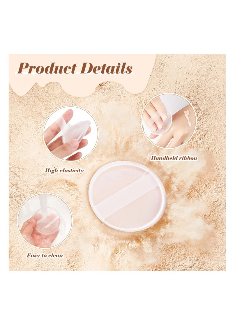 Clear Round Silicone Powder Puffs Washable Makeup Puff with Silk Handle Dry & Wet Dual Use Cosmetic Applicator for Liquid Foundation Cream Concealer Blush Cosmetic Beauty Tools Blender (8pcs)