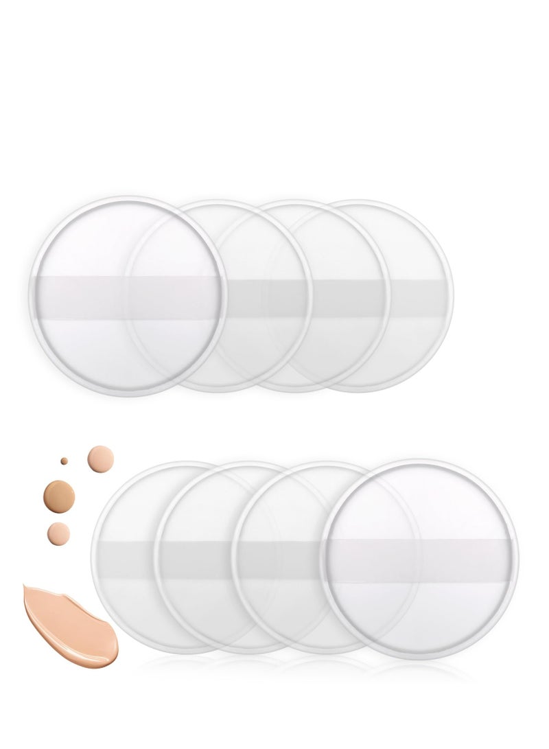 Clear Round Silicone Powder Puffs Washable Makeup Puff with Silk Handle Dry & Wet Dual Use Cosmetic Applicator for Liquid Foundation Cream Concealer Blush Cosmetic Beauty Tools Blender (8pcs)