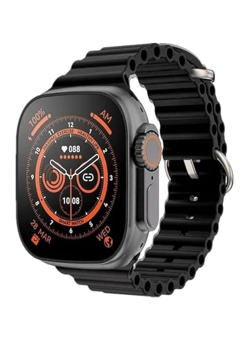 FEND Wisme Edition Multi Functional Smart Watch with 7 set Strap and Wireless Charger For Men's and Boys Black