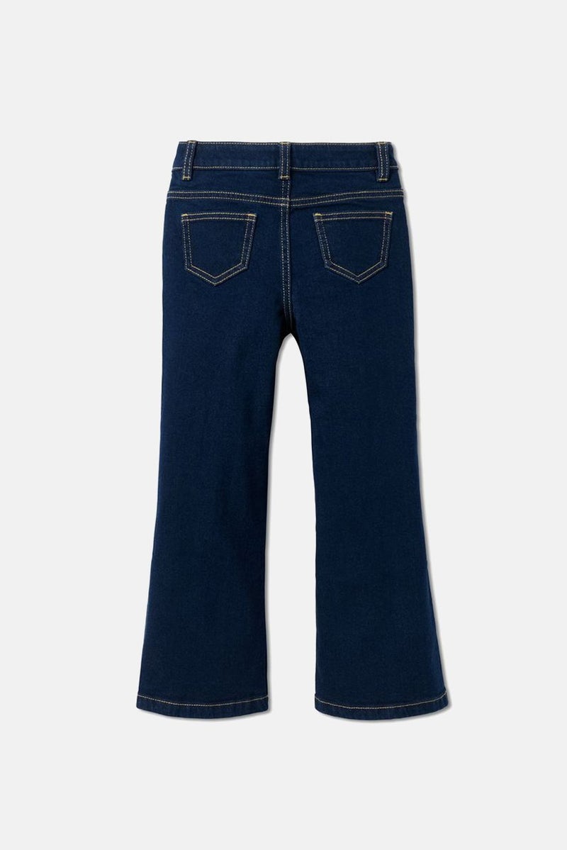 Kid Girls Boot,Cut Jeans Pants, Navy Blue