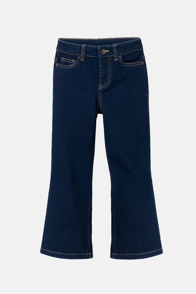 Kid Girls Boot,Cut Jeans Pants, Navy Blue