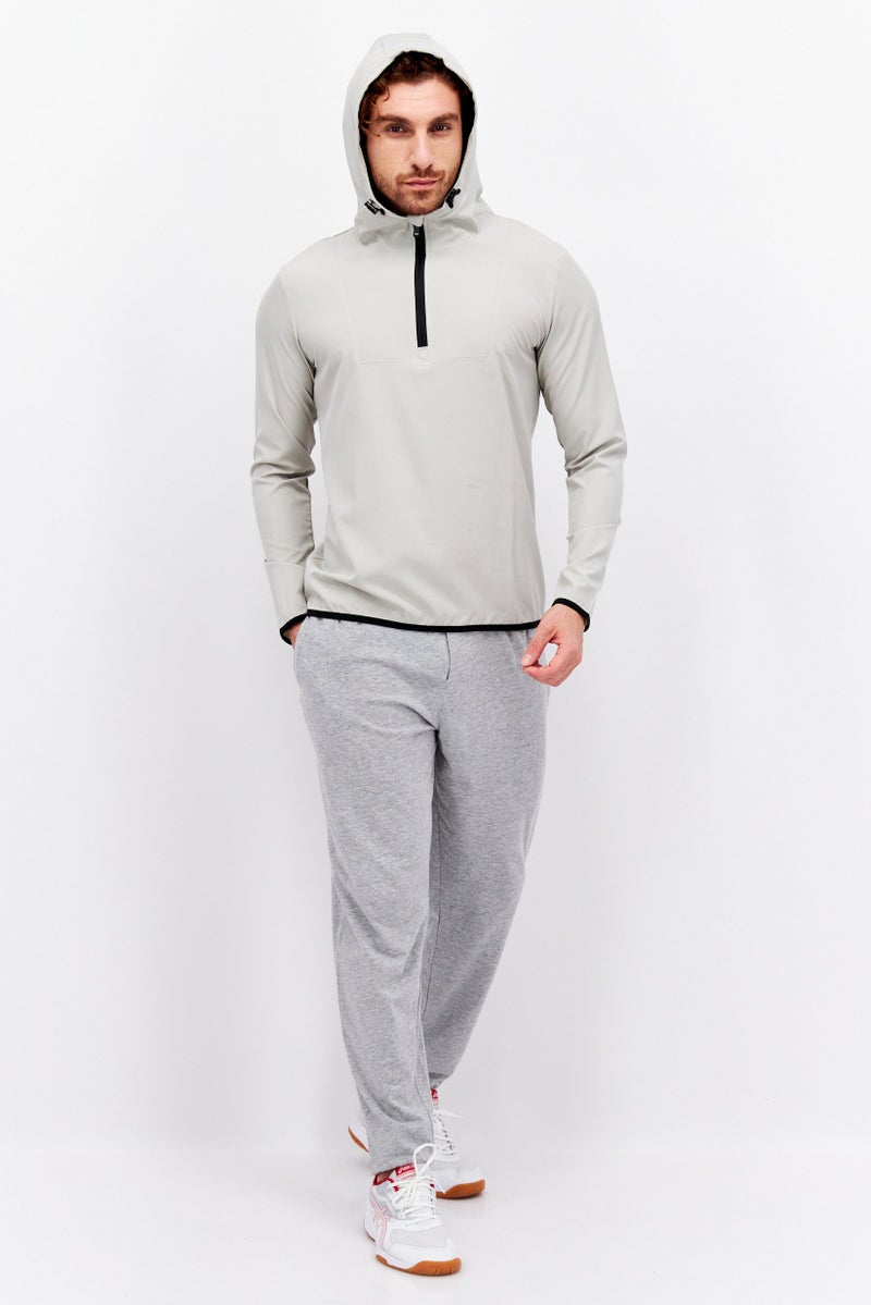 Men Sportswear Fit Long Sleeves Training Half Zipper Sweatshirt, Light Beige