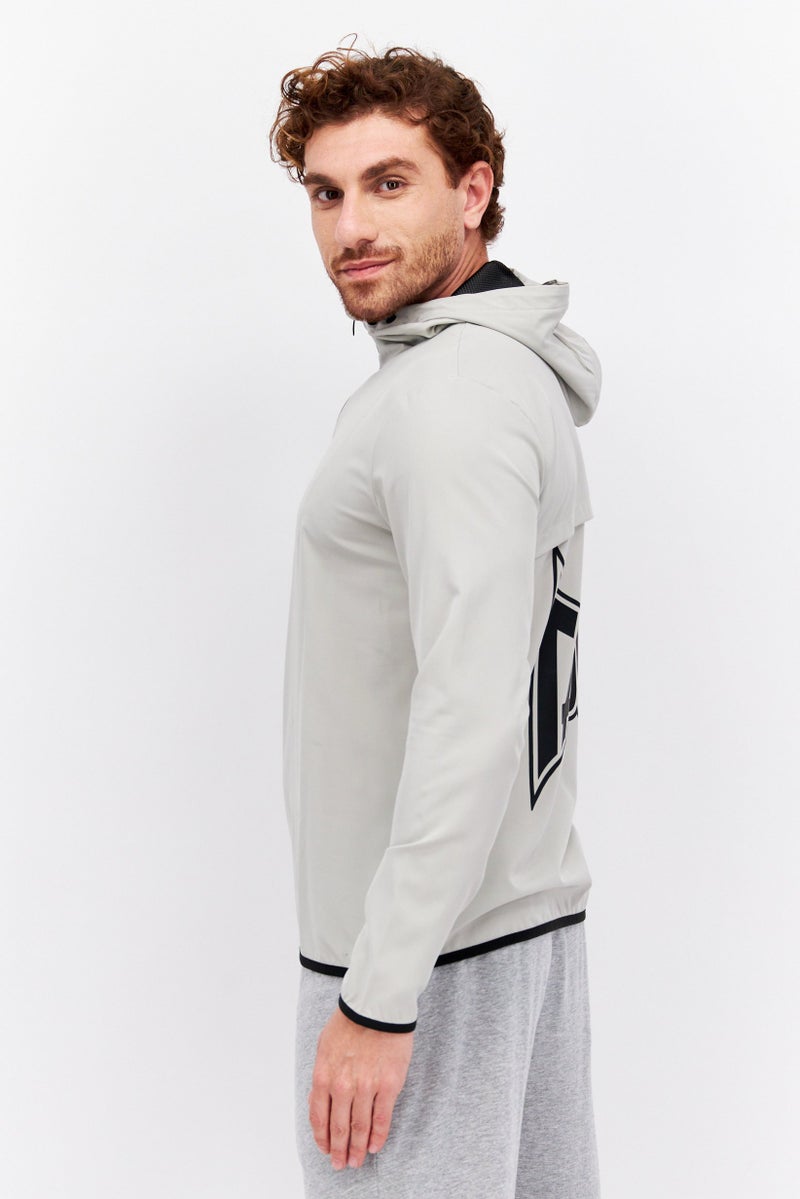 Men Sportswear Fit Long Sleeves Training Half Zipper Sweatshirt, Light Beige