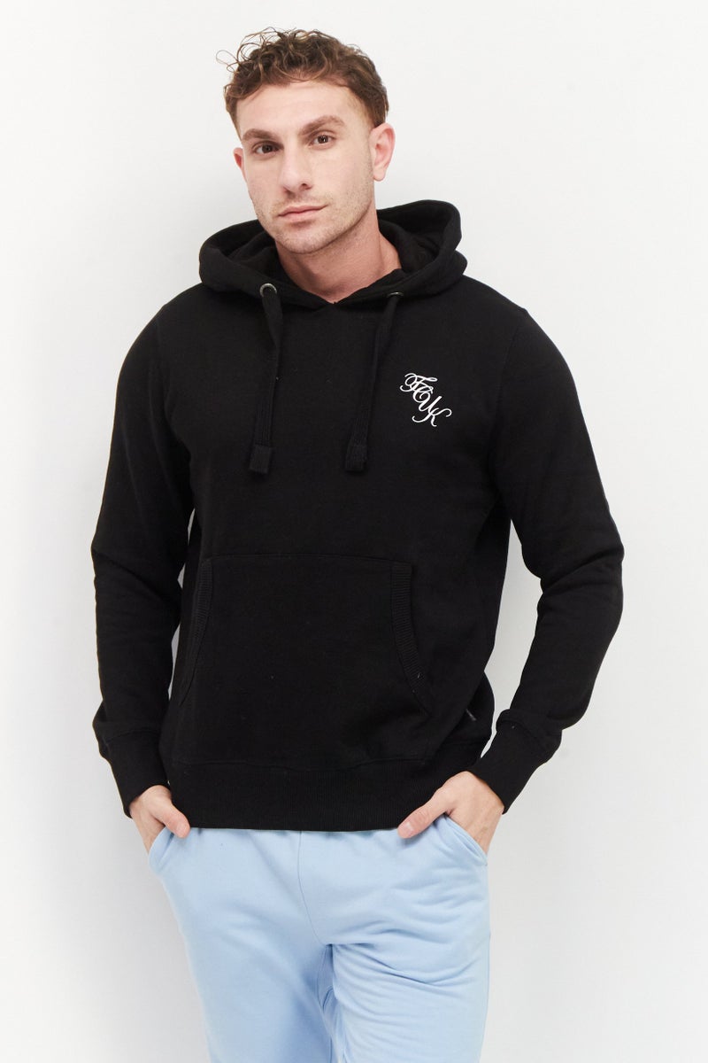 Men 2 Pieces Brand Logo Long Sleeve Hoodie, Black/Grey