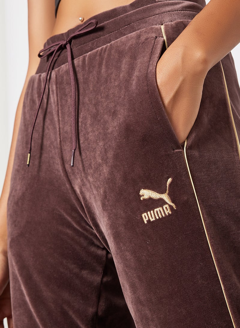 Iconic T7 Velour Sweatpants Brown