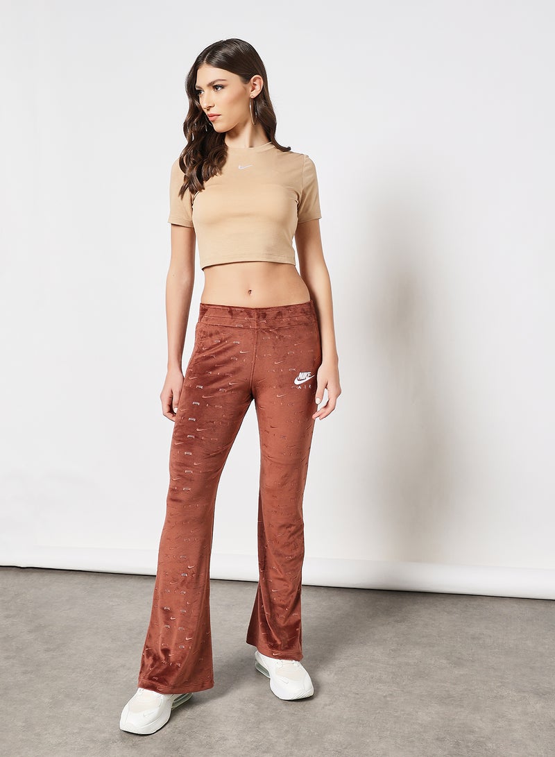 Air Velour Mid Rise Pants Brown