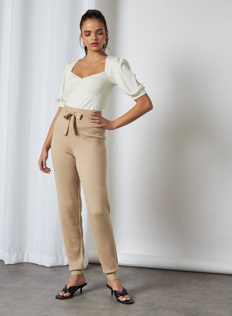 Lounge Regular Fit High Rise Sweatpants Beige