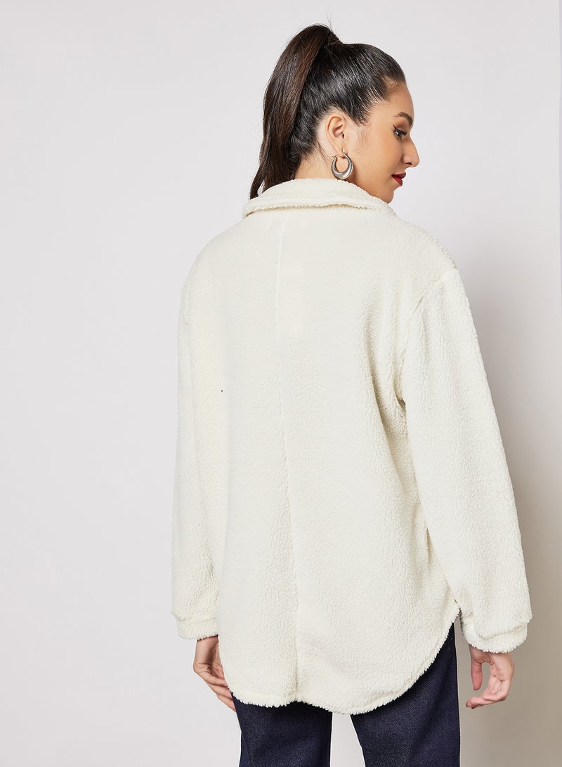 Teddy Longline Jacket Off-White