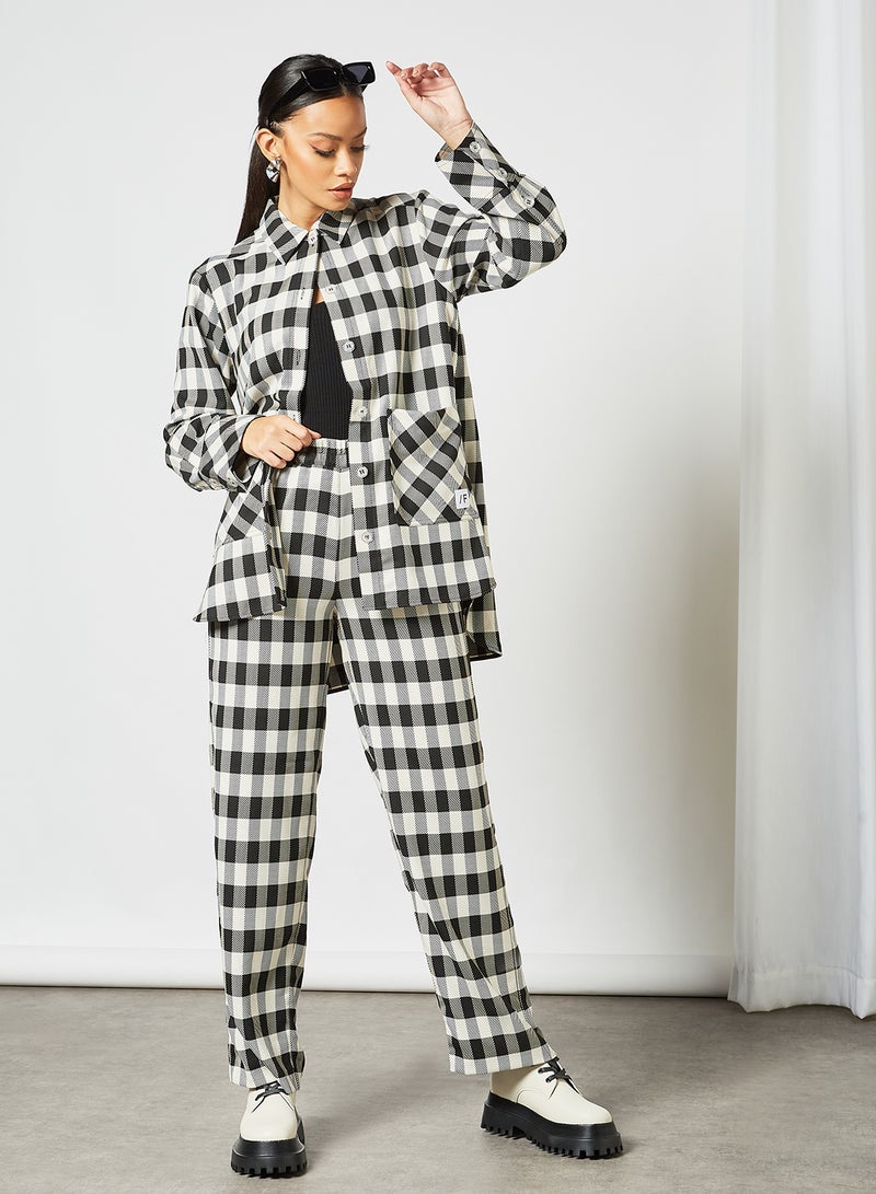 Gingham Print Overshirt Black/White