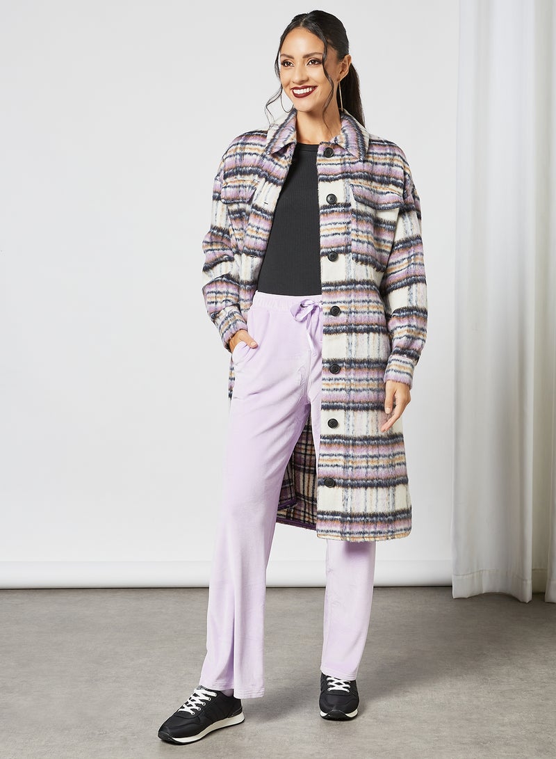 Checkered Longline Jacket Purple