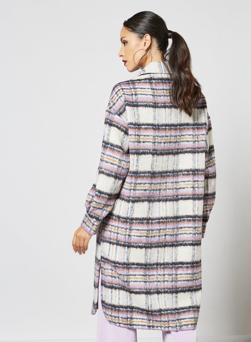 Checkered Longline Jacket Purple